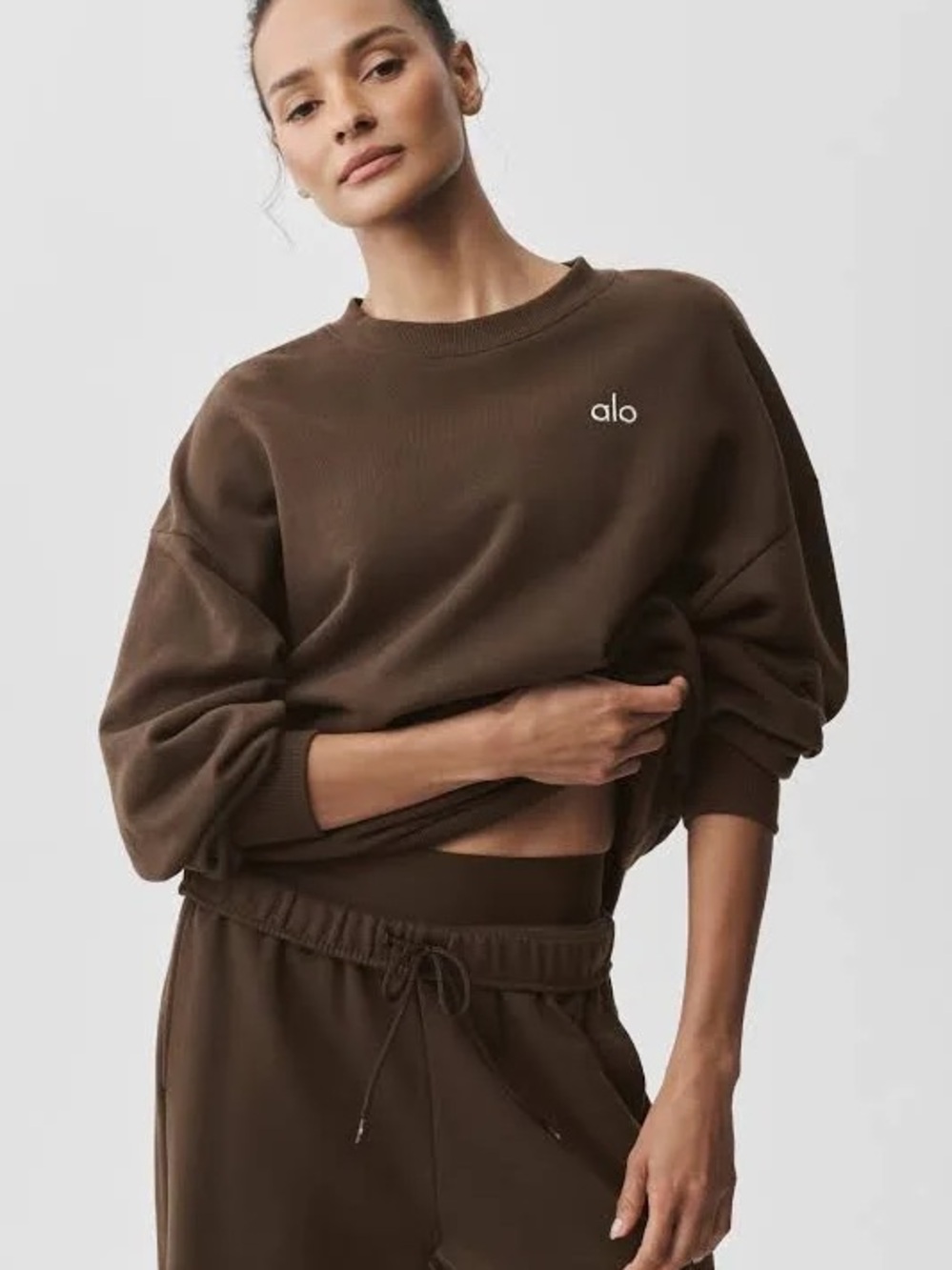 ALO Accolade Crew Neck Pullover - Espresso